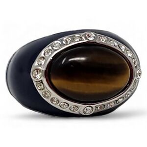 Lia Sophia Kiam Collection Bold Statement Ring Keynote - Tiger's Eye, Crystals